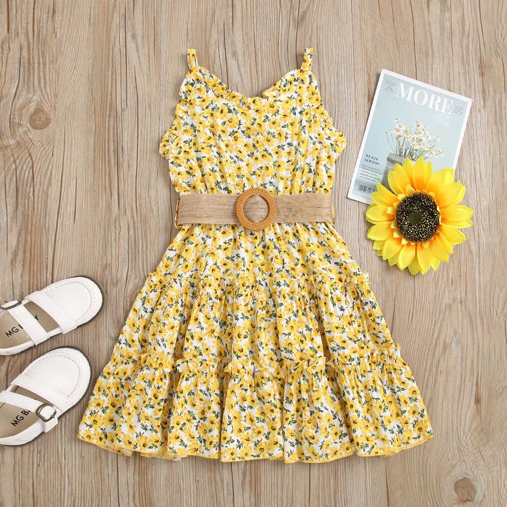 Girls Floral Print Fit & Flare Summer Dress