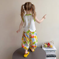 Girls White Hello Kitty Watermelon Print Top With Balloon Pants Sets Sets