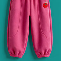 Girls Fuchsia Graphic Ruffled Sweatshirt With Joggers Sets Sets