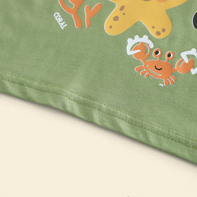Boys Green Star Fish Graphic Short Sleeves T- Shirt With Shorts Set 2 pc. Sets