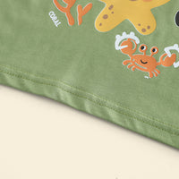 Boys Green Star Fish Graphic Short Sleeves T- Shirt With Shorts Set 2 pc. Sets