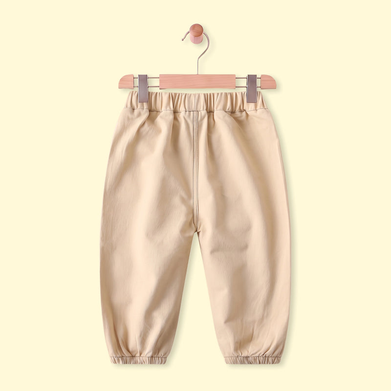 Boys Beige Embroidered Jogger Pants