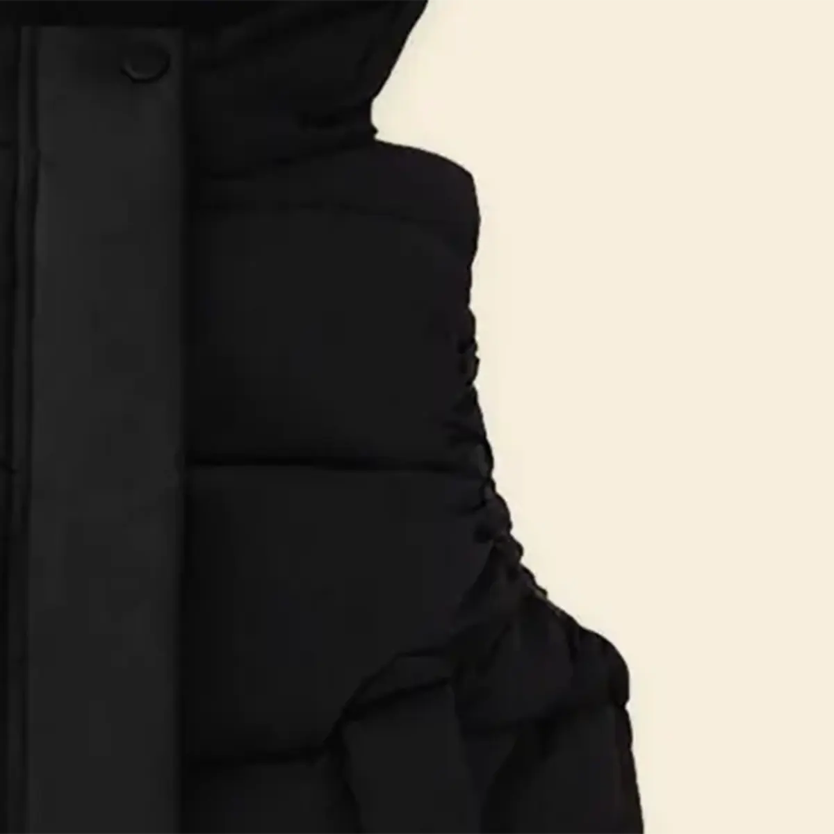 Girls Black Sleeveless Bear Ear On Hood Quilted Zip-up Jacket Coats & Jackets