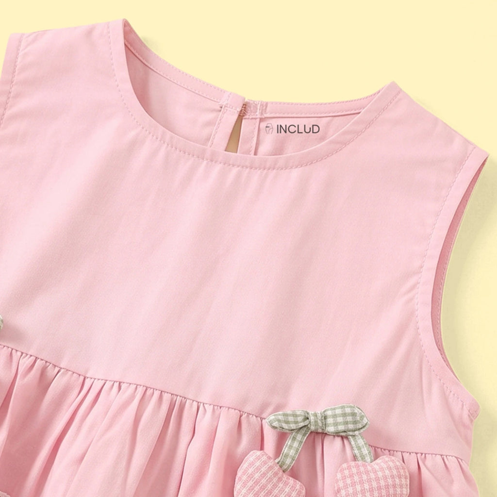 Girls Pink Cherry Applique Sleeveless Top with Pants Sets 2 pc. Sets
