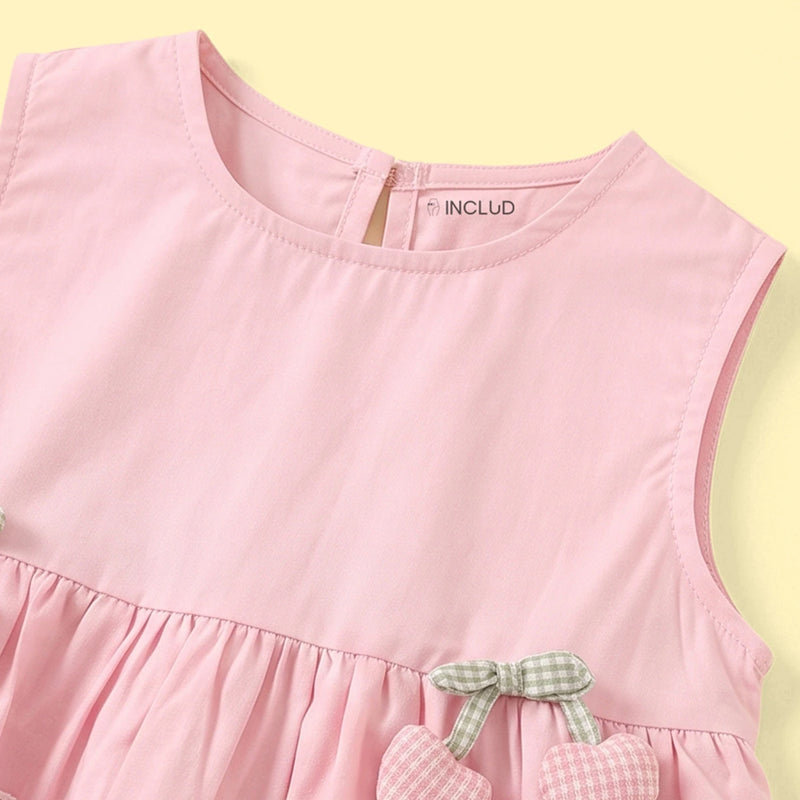 Girls Pink Cherry Applique Sleeveless Top with Pants Sets 2 pc. Sets