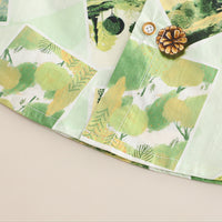 Boys Green Graphic Printed Shirt With T-Shirt And Shorts Set 3 pc. Sets