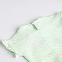 Girls Green Graphics Short Sleeve T-Shirt With Denim Shorts Sets 2 pc. Sets