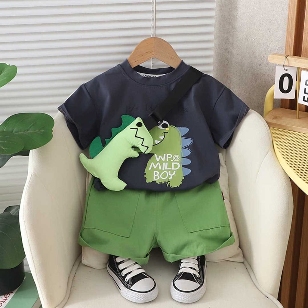 Boys Dinosaur Graphic T-Shirt With Shorts Set