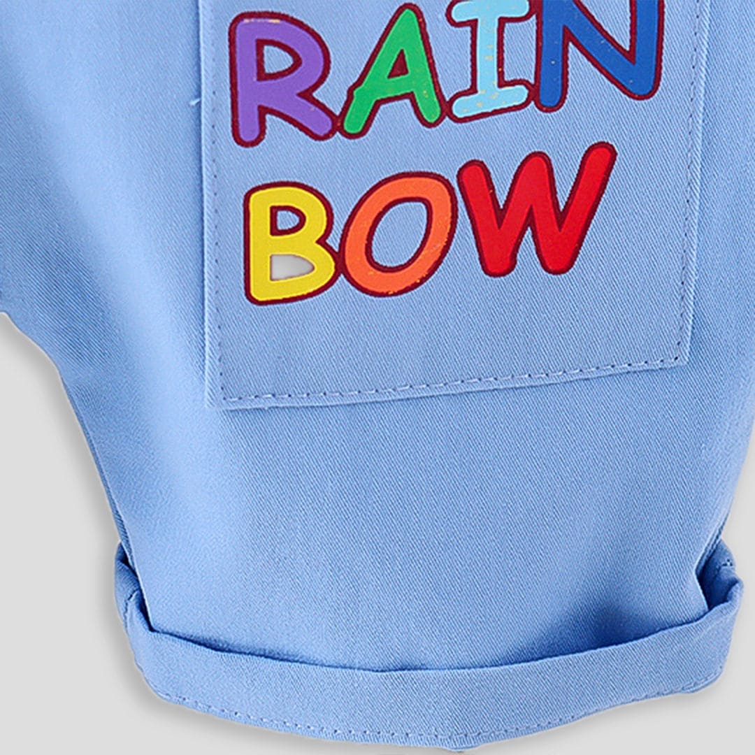 Boys Blue Rainbow Print T-Shirt With Dungaree Set Sets   
