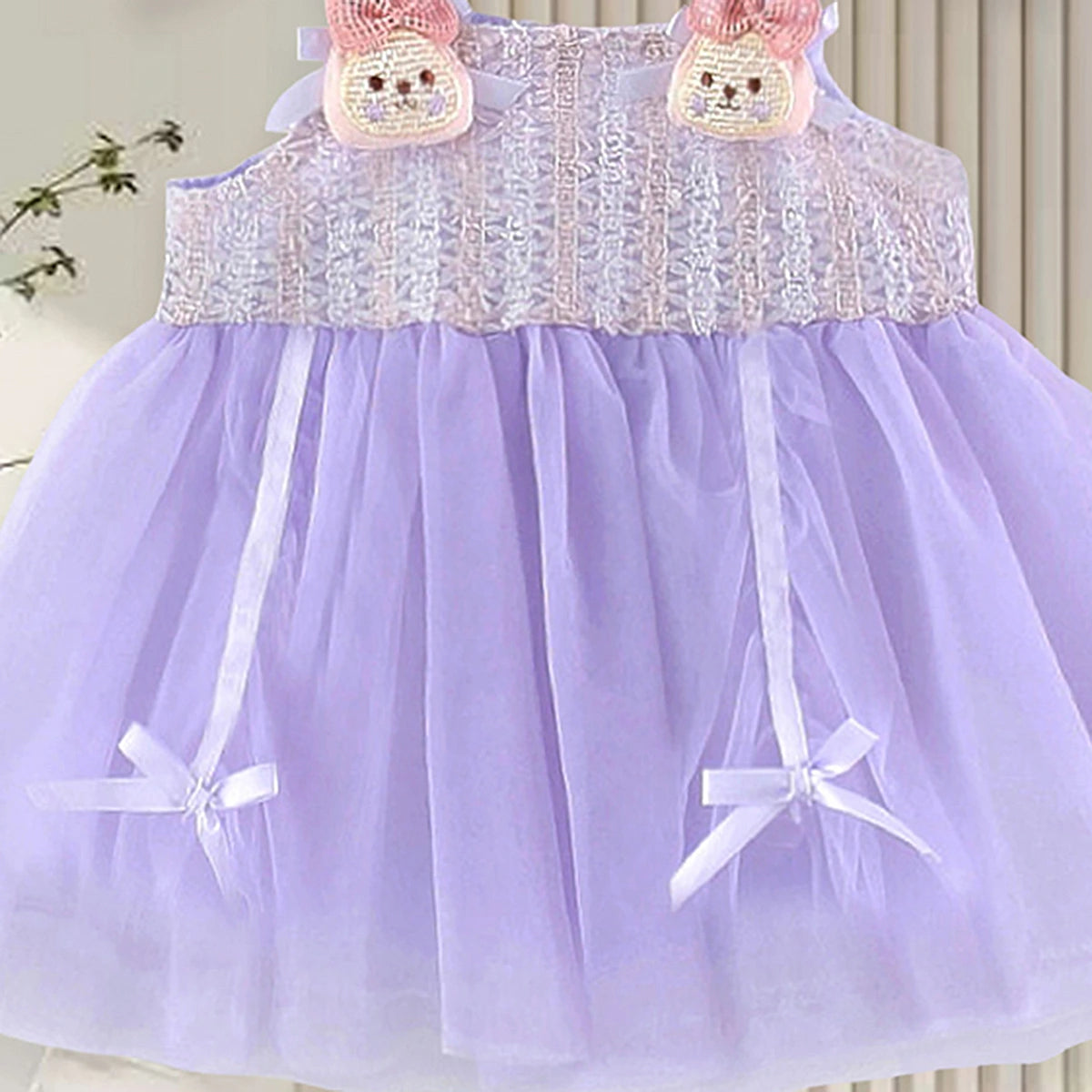 Girls Purple Bunny Applique Tutu Dress Casual Dresses
