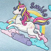 Girls Light Blue Sweater With Self-Design Unicorn Patterns Sweaters & Cardigans