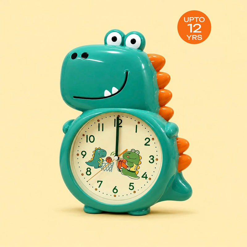 Dinosaur Wall Clock for Kids Room - 3D Cartoon Analog Clock for Boys and Girls Bedroom Trending Accessories Green Onesize