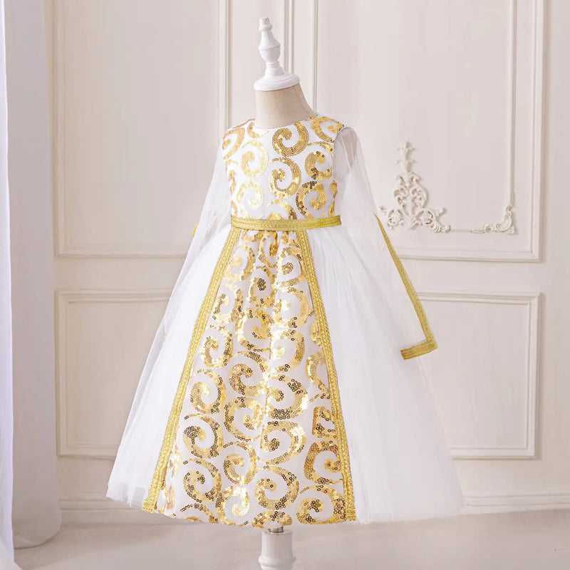 Girls White Embroidered Tulle Overlay Fit & Flare Dress Casual Dresses