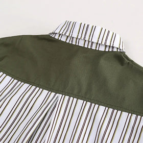 Boys Green Stripes Shirt With Denim Jogger Sets Sets