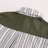 Boys Green Stripes Shirt With Denim Jogger Sets Sets