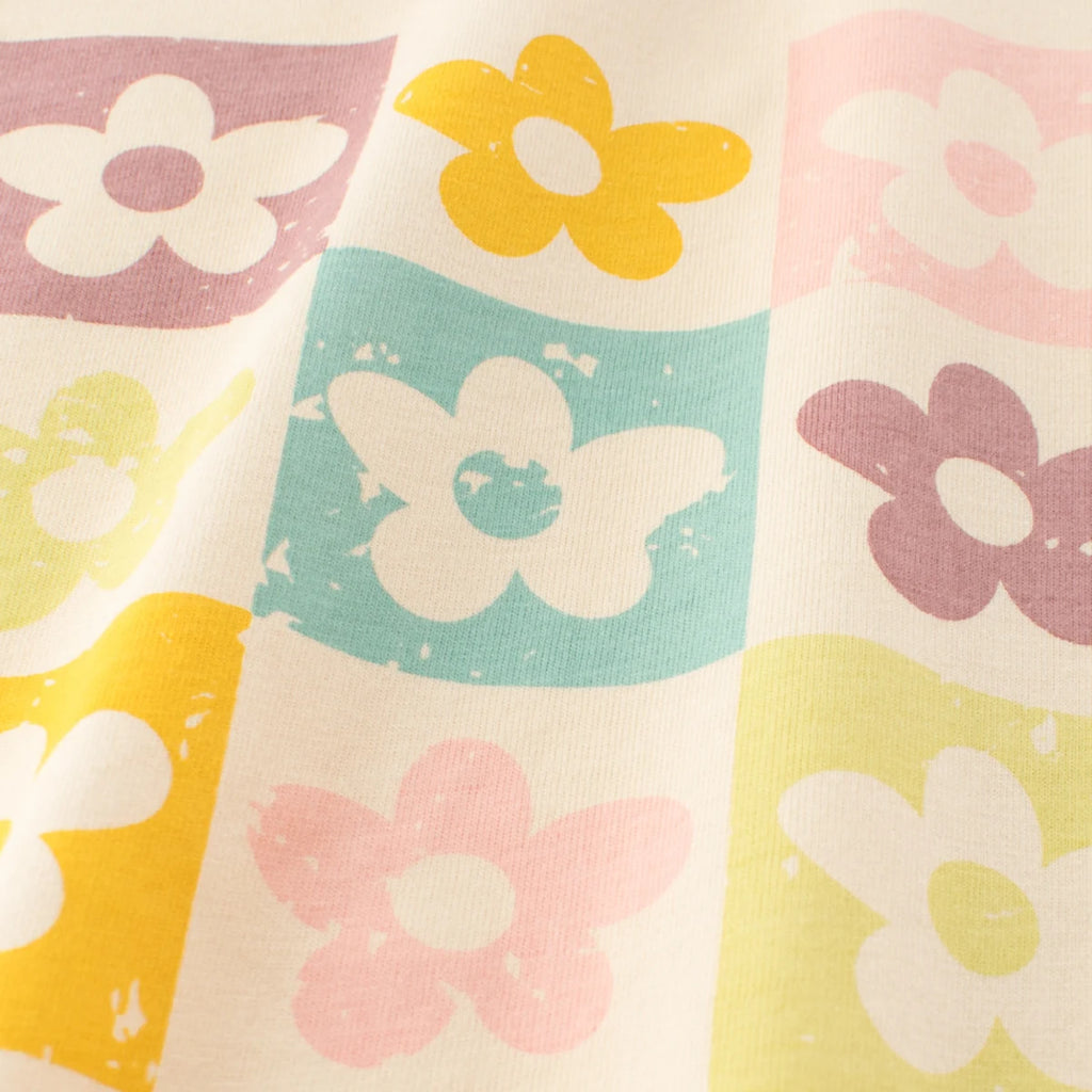 Girls Cream Floral Print Short Sleeve T-Shirt Tshirts