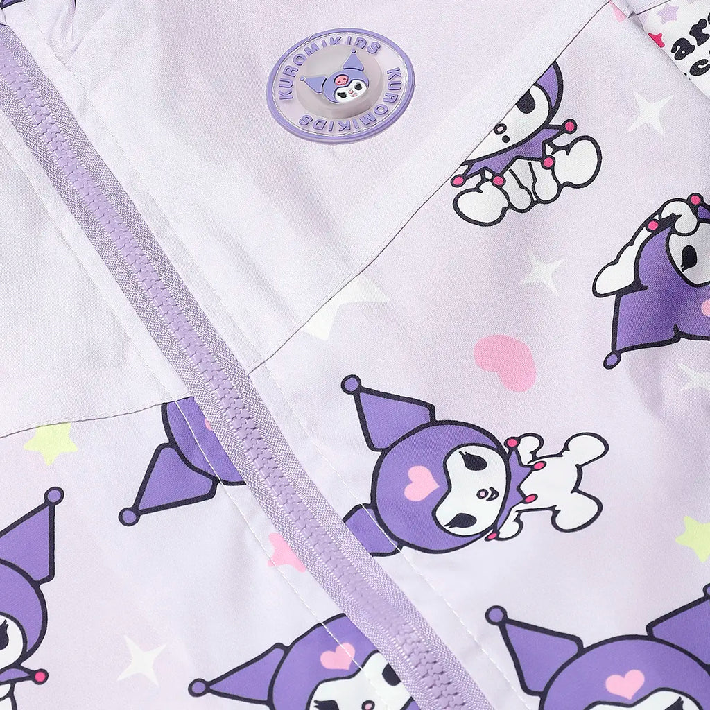Girls Purple Kuromi Cartoon Printed Hooded Zipper Jacket Coats & Jackets