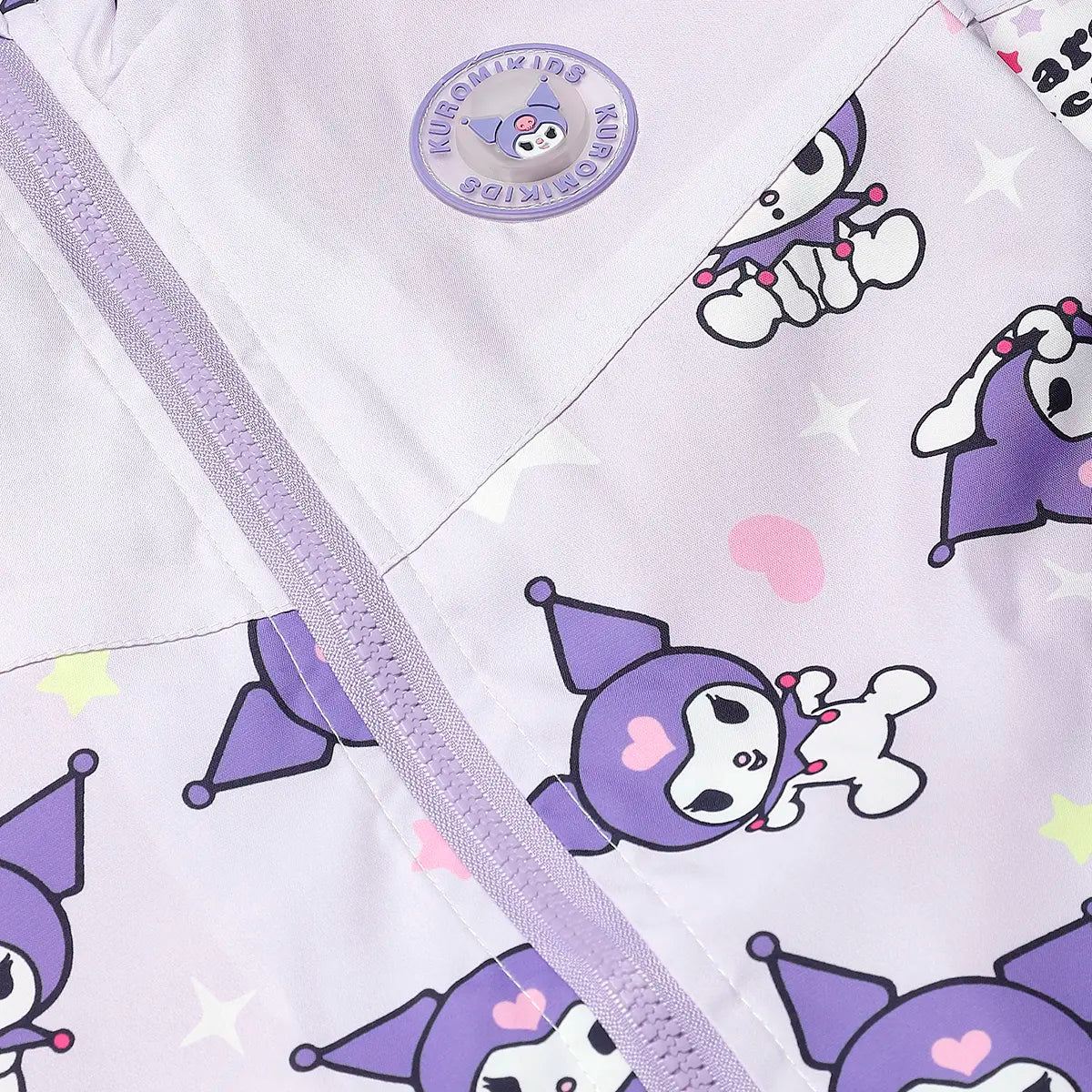 Girls Purple Kuromi Cartoon Printed Hooded Zipper Jacket Coats & Jackets