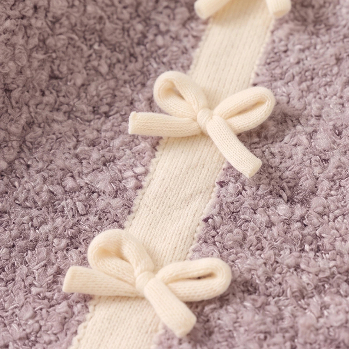 Girls Mauve Bow Applique Long Sleeve Sweater Sweaters & Cardigans