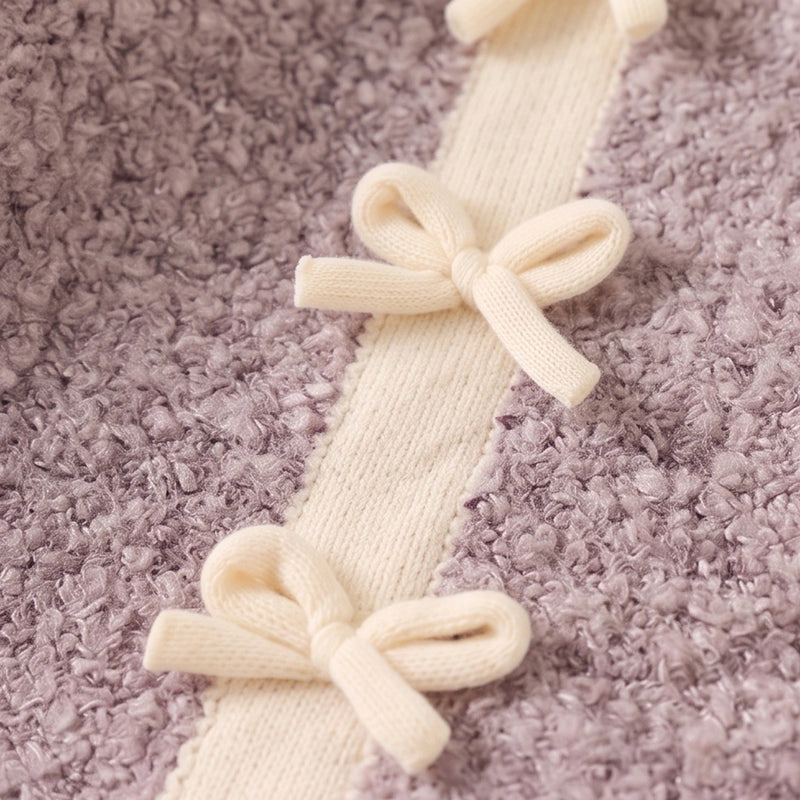Girls Mauve Bow Applique Long Sleeve Sweater Sweaters & Cardigans
