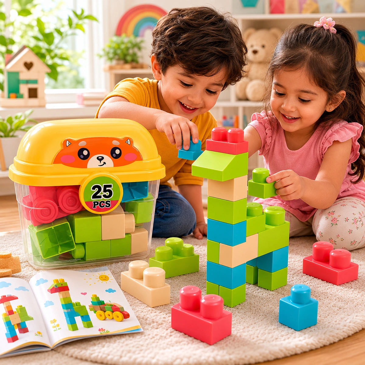 Unisex Yellow 25 PCS Soft Glue Building Blocks for Kids Trending Accessories