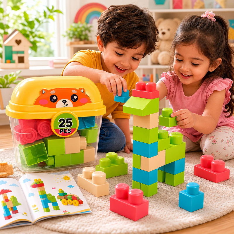 Unisex Yellow 25 PCS Soft Glue Building Blocks for Kids Trending Accessories