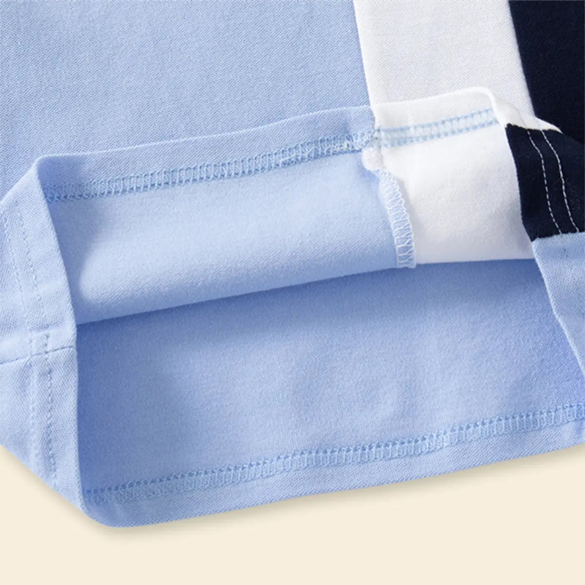 Boys Sky Blue Color-blocked Polo T-Shirt With Short Sleeves Tshirts