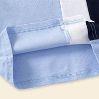 Boys Sky Blue Color-blocked Polo T-Shirt With Short Sleeves Tshirts