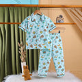 Girls Sea Green Bear Print Short Sleeve Shirt With Elasticated Pants Sets Sets Sea Green 2-3 Y