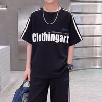 Boys Black Typographic Raglan Sleeve T-Shirt With Pants Sets 2 pc. Sets