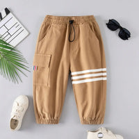 Boys Khaki Three Stripes Print Cargo Pants Pants Khaki 1-2 Y