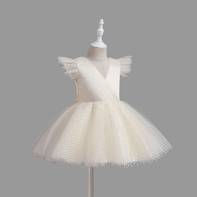 Girls Flutter Sleeves Party Dress Party Dresses   