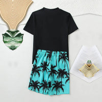 Boys Black Tropical Printed Short Sleeves T-Shirt & Shorts Swimsuit Sets Sets