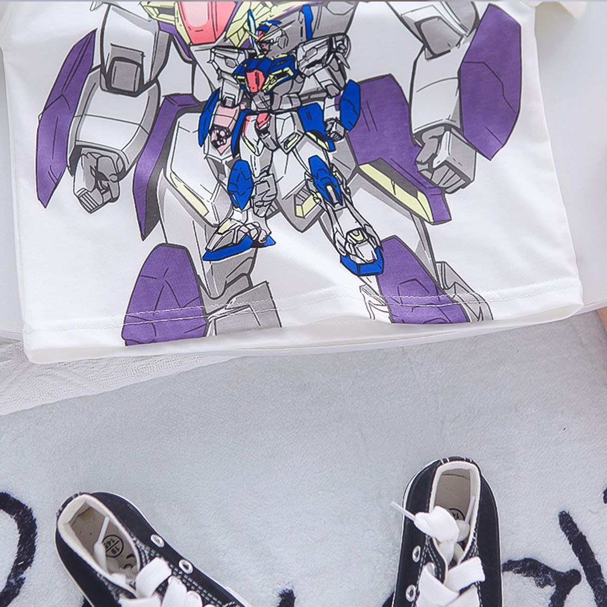 Boys Robot Printed T-Shirt With Purple Shorts Set 2 pc. Sets
