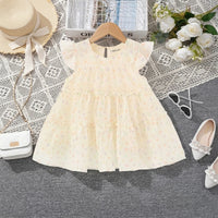 Girls Apricot Polka Dot Print A-Line Dress Casual Dresses Apricot 1-2 Y