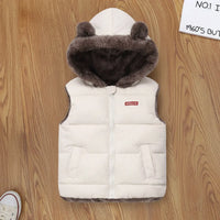 Boys Off White Sleeveless Hooded Puffer Vest With Faux-fur Trim Coats & Jackets Off White 2-3 Y