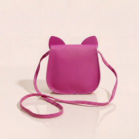 Girls Fuchsia Cat Motif Non Detachable Sling Bag Sling Bags