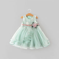 Girls Party Dress with Belt Casual Dresses Sea Green 1-2 Y 