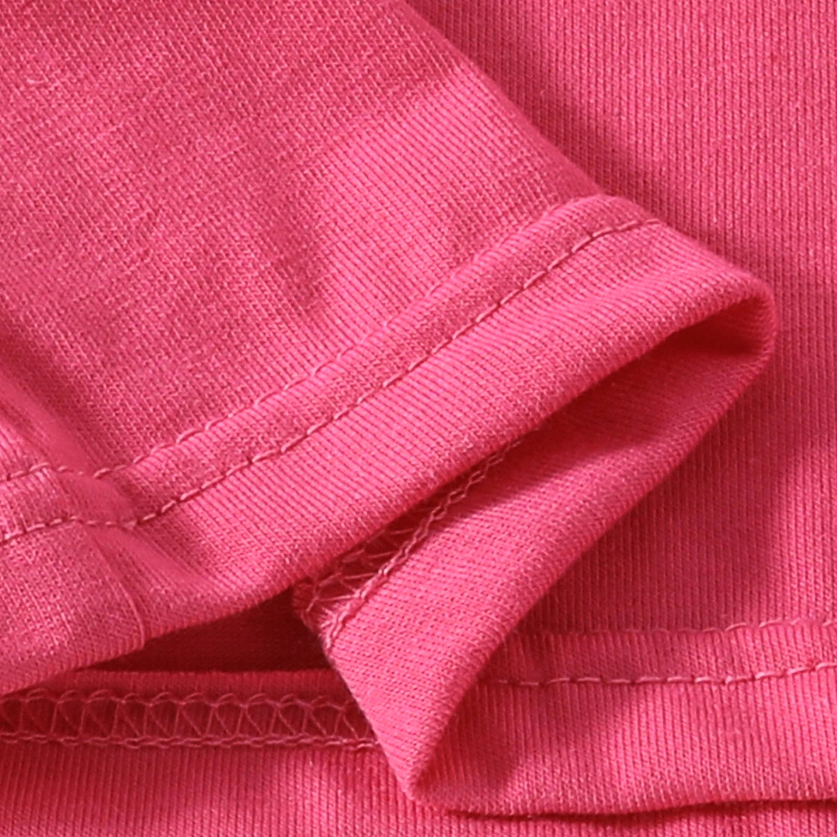 Girls Fuchsia Short Sleeves Top With Bow Embroidered Denim Pants Set Sets