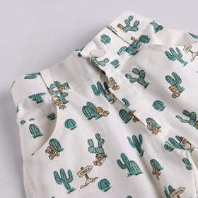 Boys Blue Cactus Printed Shirt With T-Shirt And Shorts Sets 3 pc. Sets