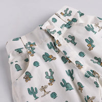 Boys Blue Cactus Printed Shirt With T-Shirt And Shorts Sets 3 pc. Sets
