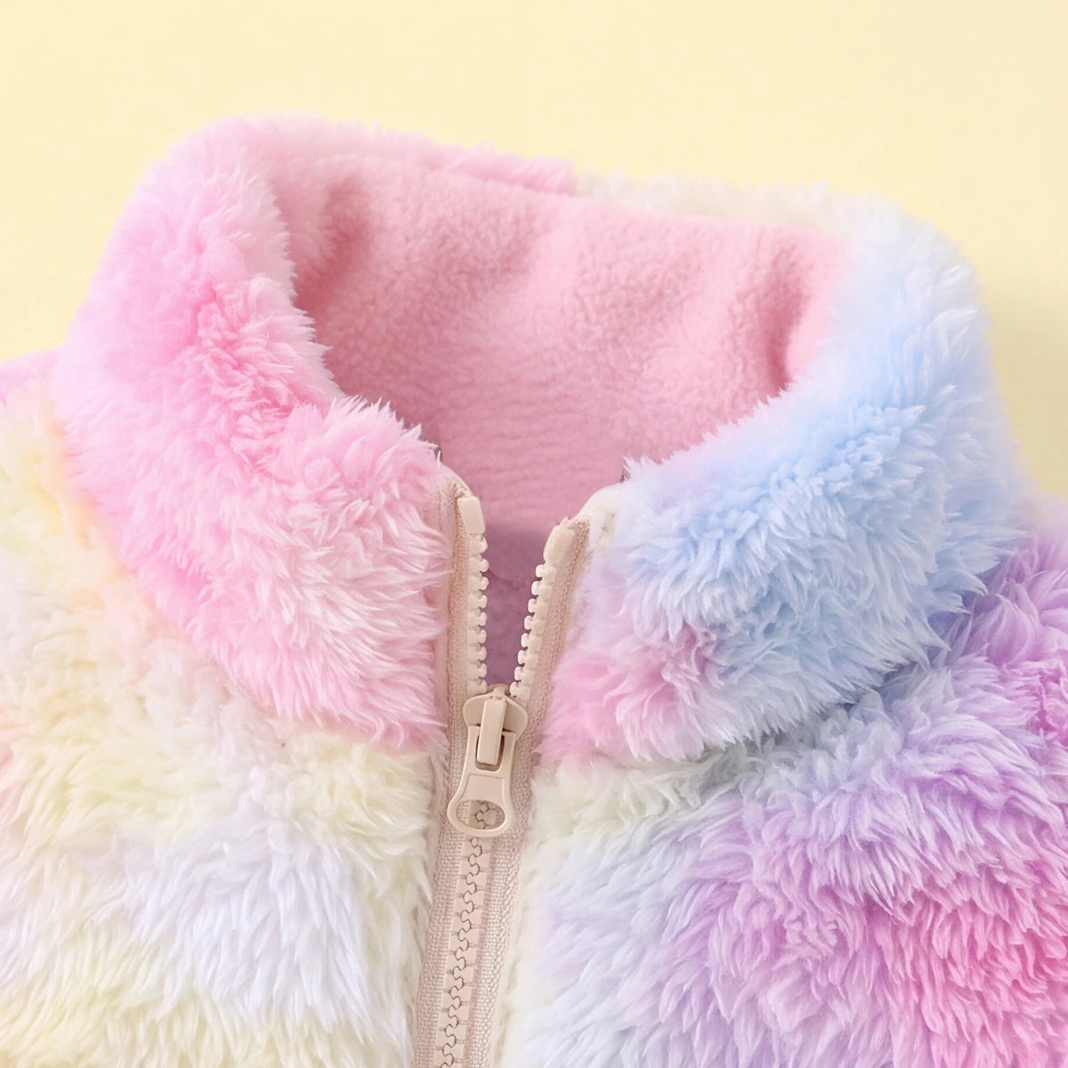 Girls Multicolor Tie-Dye Printed Fleece Front Zipper Sleeveless Winter Jacket Coats & Jackets