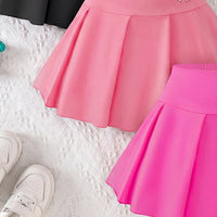 Girls Multicolor Bow Print Pleated Skorts Pack Of 3 Skirts