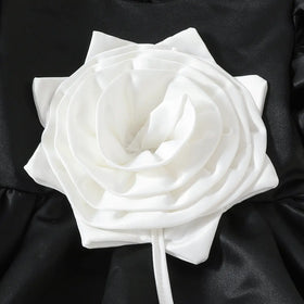 Girls Black 3D Flower Applique Fit & Flare Party Wear Dress Party Dresses