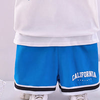 Boys White Typography Print Round Neck T-Shirt With Shorts Sets 2 pc. Sets
