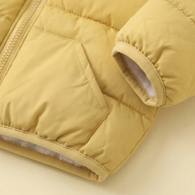 Boys Yellow Bear Ear On Hood Quilted Zip-up Jacket Coats & Jackets