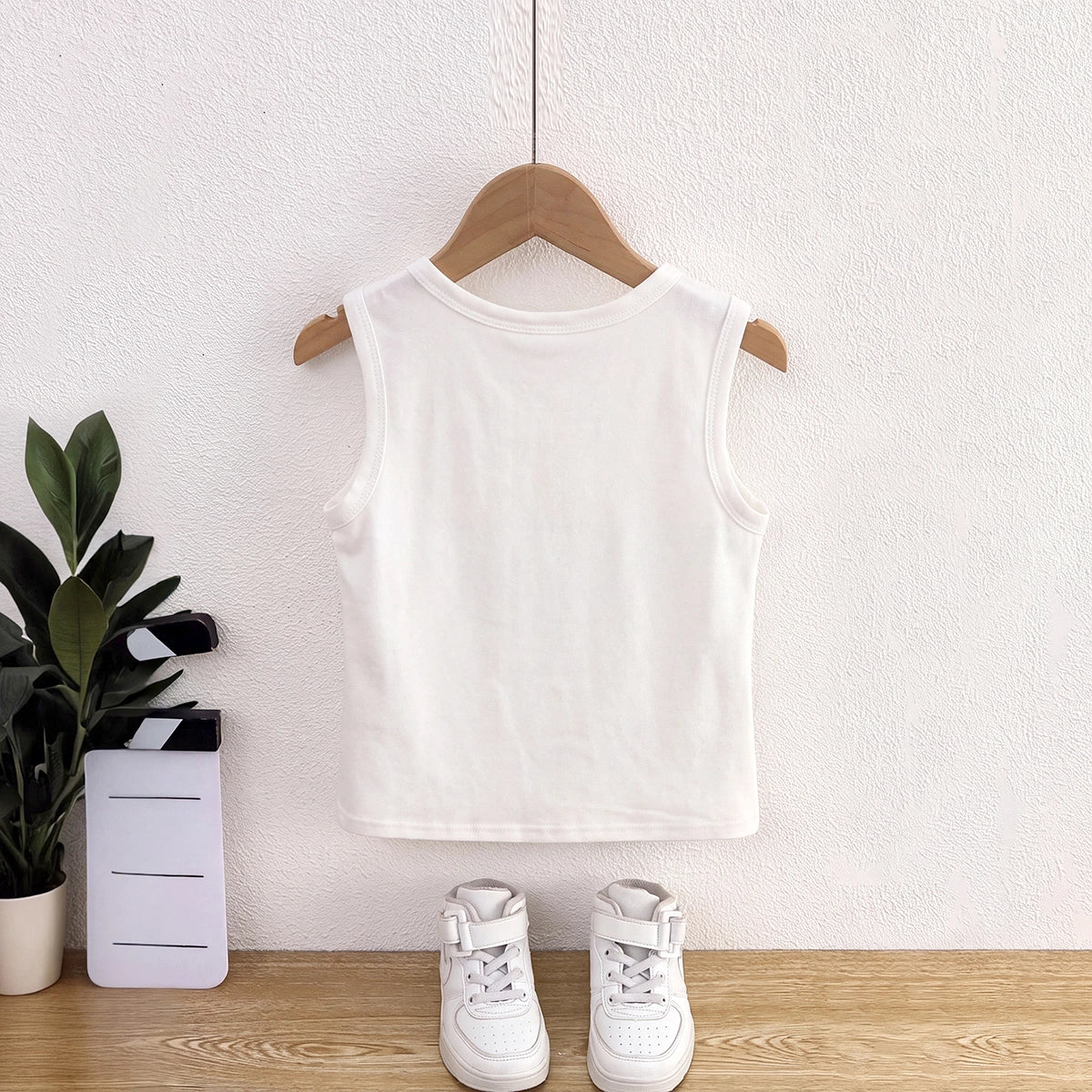 Boys White Sleeveless Vest Vests