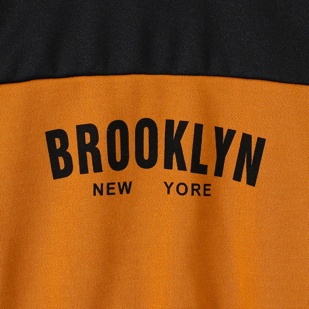Boys Orange-Black Colorblocked Sweatshirt with Joggers Set Sets