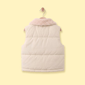 Girls Cream Sleeveless Puffer Jacket Coats & Jackets