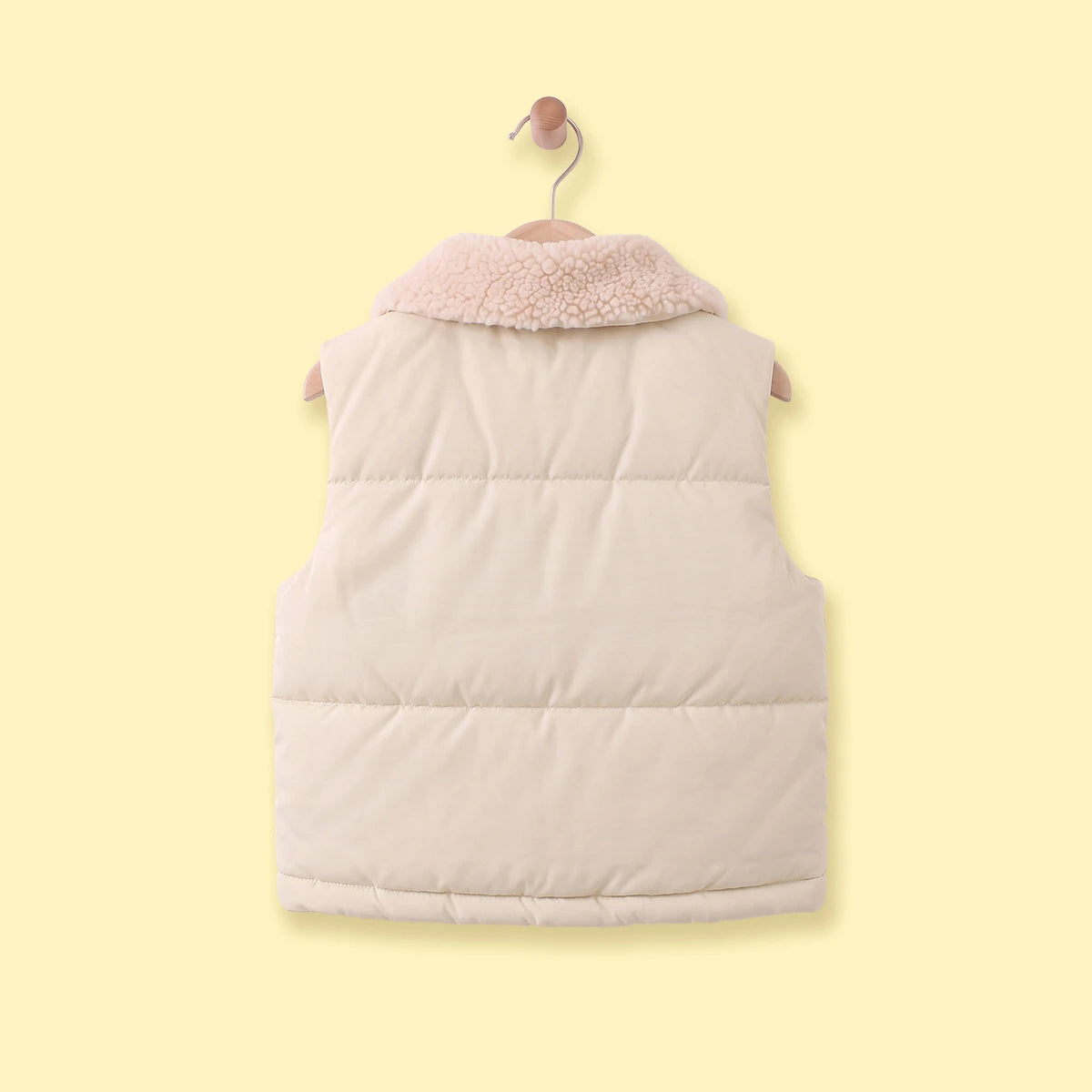 Girls Cream Sleeveless Puffer Jacket Coats & Jackets